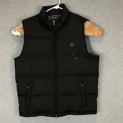 Ariat Puffer Vest Adult Medium Black Cowboy Western Goose Down Full Zip Mens • $50.63