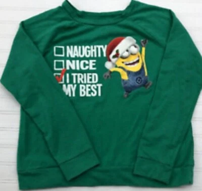 $14.99 • Buy Despicable Me Minions  Naughty Nice I Tried My Best  Sweashirt Women's Juniors M