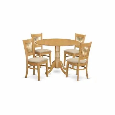 DLVA5-OAK-C 5 Pc Small Kitchen Table Set-drop Leaf Table And 4 Dinette Chairs • $456.99