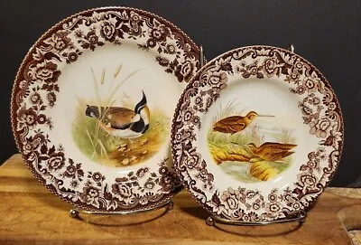 Set 2 NEW Spode Woodland Birds  BROWN Floral Pattern 8  SALAD + 6  BREAD Plates  • $29.99