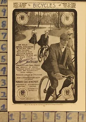 1901 Monarch Bike Cycling Bicycle Ride Victorian York Vintage Art Ad  Ze55 • $28.95