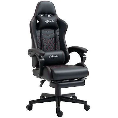 Vinsetto Racing Gaming Chair Faux Leather Gamer Recliner Home Office Black Red • £109.99