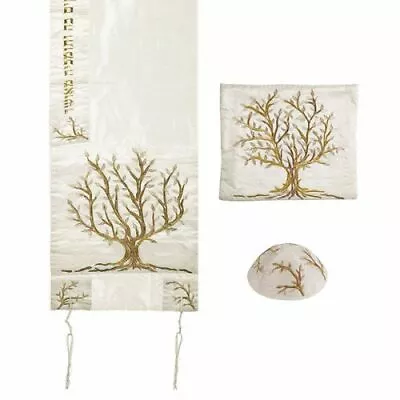 Yair Emanuel Embroidered Raw Silk Tallit Talit Prayer Tallis Shawl Tree Of Life • $95