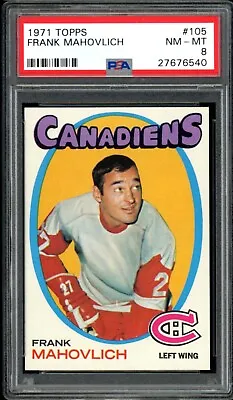 1971-72 TOPPS NHL Hockey #105 Frank Mahovlich HOF PSA 8 NM-MT Montreal Canadiens • $99