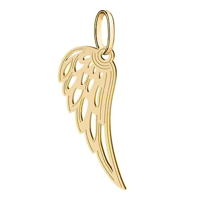 Gold Angel Wing Pendant Solid 9ct Yellow Gold Charm For Necklace Chain • £42