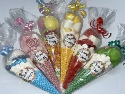 Filled Sweet Treats Pick N Mix Gummy Sweets Cone Gift Present Party Bags • £1.80