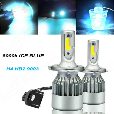 H4 9003 COB  LED Headlight Bulbs Conversion Kit High Low Beam 8000K Ice Blue • $19.99