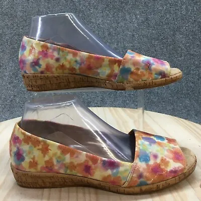 Michelle D Shoes Womens 9 M Ellena Slip On Multicolor Faux Leather Open Wedge • $18.39