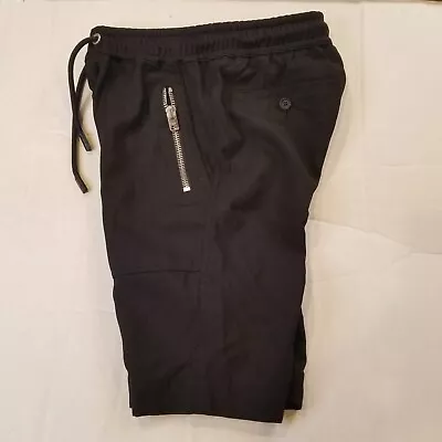 Coach Men's Shorts Size XS Extra Small Black Wool Leather Trim With Zip Pockets • $24.99