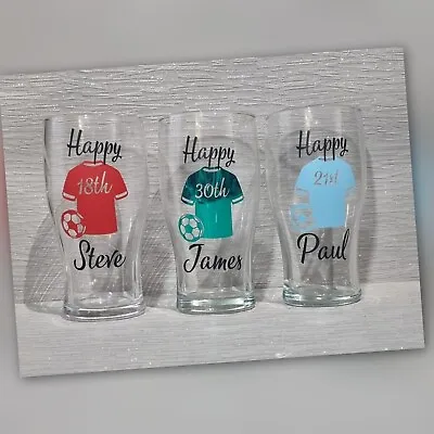 £8 • Buy Personalised Pint Glass 18th, 30th  Birthday Pint Glass, Gifts,  Football Shirt
