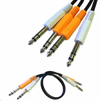 Dual 6.35mm Jack Plug 1/4  Male To Male Audio Mic Extension Stereo Cord Cable • £6.95
