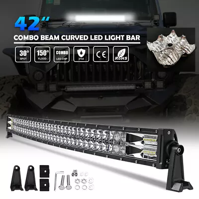 42  2980W Dual-Row Curved Spot Flood Combo LED Offroad Driving Light Bar 4WD SUV • $177.77