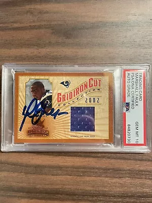 2002 Donruss Gridiron Cut PATCH AUTO Marshall Faulk #/400 PSA 10 Certified  • $100