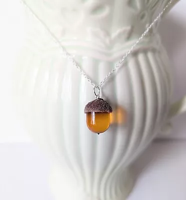 Handmade Real Acorn Cap Autumn Resin Necklace Woodland Forest Park Gift For Her  • £14.95