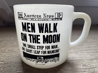 Vintage “Men Walk On The Moon” Milk Glass Cup • $15.99