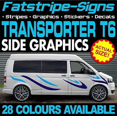 To Fit VW TRANSPORTER T6 GRAPHICS STICKERS STRIPES DECALS DAY VAN CAMPER SWB LWB • £54.99