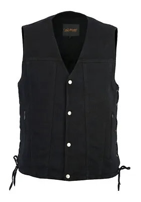 Mens Daniel Smart Denim Vest Side Laces Concealed Carry Pockets Size L • $29