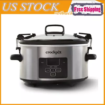 4 Quart Cook Carry Programmable Slow Cooker Stoneware Crock Pot Stainless Steel • $68.83