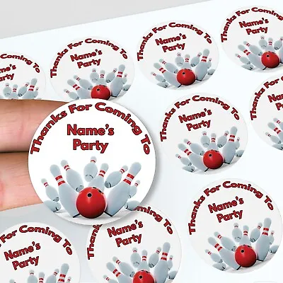 Personalised Bowling Thank You Party Stickers For Birthday Bags Sweet Cones • £3.49