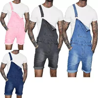 New Men's Suspenders Jeans Bibs Jumpsuit Shorts Coveralls Overalls Short Pants • $24.61