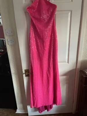 £20 • Buy *NEW BNWT* Goddiva Ladies Black Pink Halterneck Evening Wear Dress - Size 12