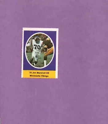 1972 Sunoco Football JIM MARSHALL Stamp - MINNESOTA VIKINGS • $1.69