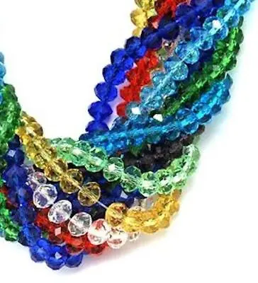 FACETED RONDELLE ABACUS CRYSTAL GLASS BEADS 4mm 6mm 8mm 10mm COLOUR CHOICE • £2.49