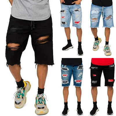 Victorious Men's Classic Raw Hem And Ripped Denim Shorts DS2045 DS2029 • $29.95