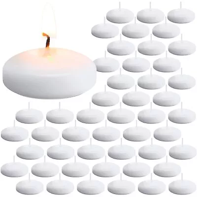 48 Pack 2 Inch White Floating Candles Unscented Dripless Wax For Centerpieces • $30.80