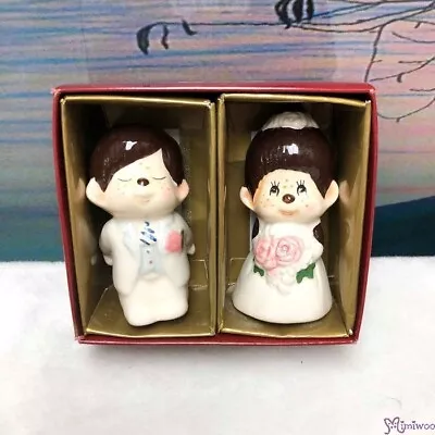 499052 Monchhichi Ceramics Western Wedding Figure 7cm Doll (PAIR) ~ RARE ~ =^.^= • $16.99