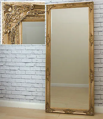 Highbury Large Full Length Gold Leaf Chic Leaner Wall Floor Mirror 164cm X 73cm • £99