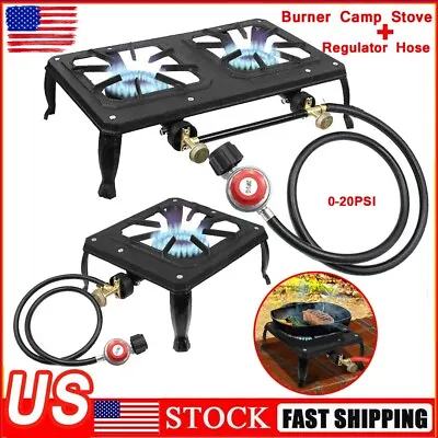 $40 • Buy Camping Stove Burner Cast Iron Propane Gas LPG Stove BBQ Cooker & Regulator Hose