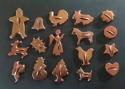 Lot Of 17 Vtg Mirro  Copper Aluminum Handled Cookie Cutters Holiday Animals  • $14.99