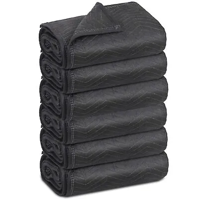 Moving Blankets 80 X72  Pro Economy 6 Pack Shipping Furniture Pads Quilted Black • $40.58