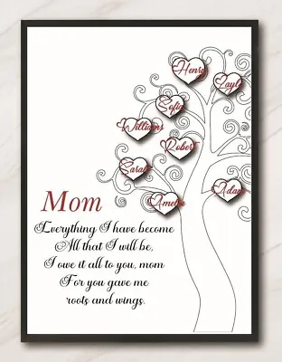 FRAMED Personalised Family Tree Print Mothers Day Gift Wall Art Picture SP168 • £8.99