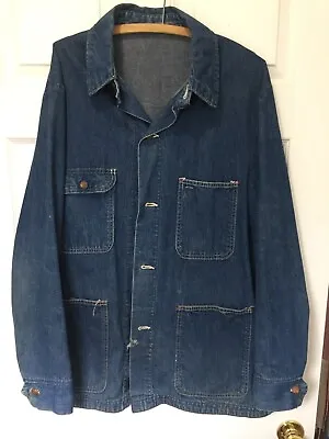 Vintage 60s Wrangler Blue Bell ?? 10 Oz. Denim Barn Coat Chore Jacket Men 40 • $75