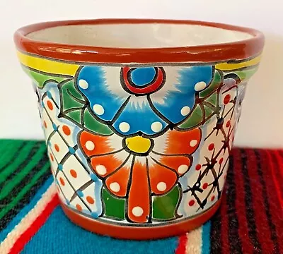  Mexican Ceramic Flower Pot Planter Folk Art Pottery Handmade Talavera #79 • $19.99
