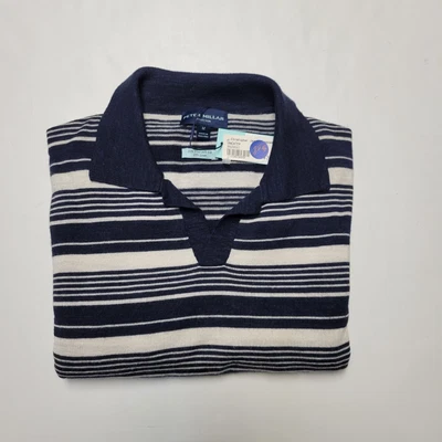 $94.50 • Buy PETER MILLAR COLLECTION Medium Blue White Striped Silk Wool Linen Men's Sweater