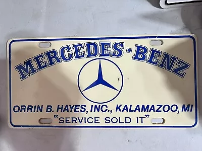 Vintage License Plate “MERCEDES BENZ ORRIN B. HAYES INC.KALAMAZOO MI SERVICE • $9