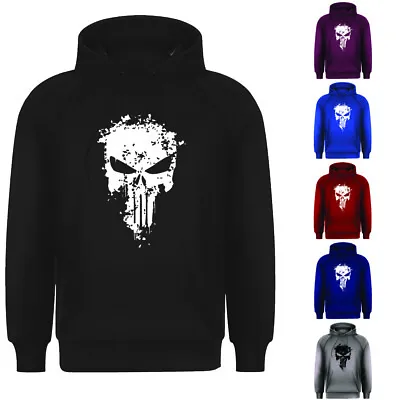 New Adults Mens Distorted Punisher Comic TV Marvel Pullover Sweat Hoodie S-XXL • £17.99