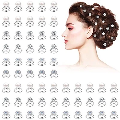 $15.37 • Buy 60 Pieces Wedding Pearl Spiral Pins Crystal Twist Hair Pin Hair Swirl Pins Ha...
