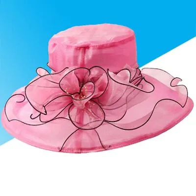 Women's Organza Wide Brim Church Tea Party Kentucky Derby Hat Wedding Party Caps • £10.85