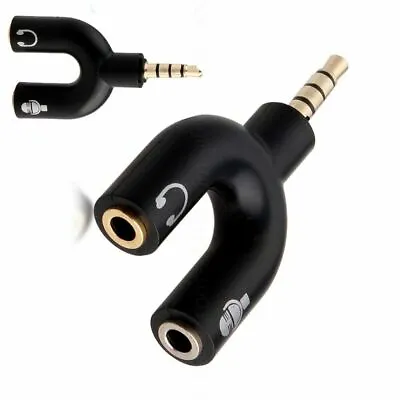 £2.80 • Buy Y Splitter 3.5mm Gold Plated Audio Headset Mic Cable Adapter TRRS To 2 TRS