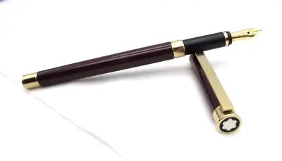 Montblanc Slimline Burgundy Lacquer Fountain Pen Noblesse Bordeaux 18k Gold • $265