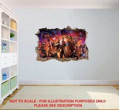 £2.49 • Buy 3d Marvel Avengers Hole In Wall Sticker Art Decal Decor Kids Bedroom Decoration