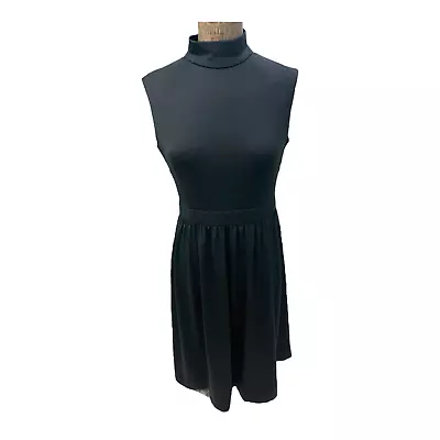 Vintage 1960s Black Nylon Sleeveless Dress - Saks Fifth Ave. Size 10. • $38.99