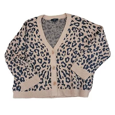 J. Crew Womens Leopard Print Cozy Thick Boxy Cardigan Merino Wool Blend Size XS • $32