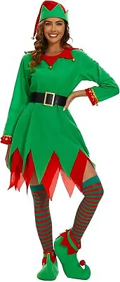 Elf Costume For Women Deluxe Full 5 Pcs Set Christmas Elven Green Suit Adult • $20