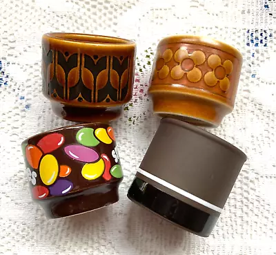 4 Vintage Egg Cups - Hornsea Pottery Saffron Smarties Contrast Heirloom - Easter • £10