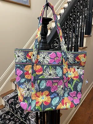 Vera Bradley Jazzy Blooms Tote Work Laptop Purse Quilt Bag Pockets Hook & Loop • $45